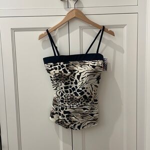Hapari Black/Cream/White Tankini—Animal Print—Beautiful!  New With Tags—Size M